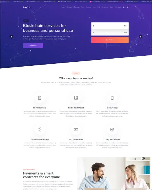 ProCoin Demo 1 homepage preview