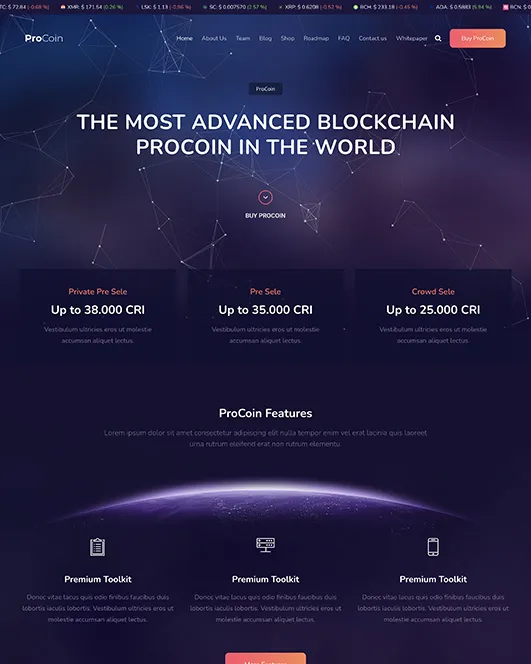 ProCoin Demo 3 homepage preview