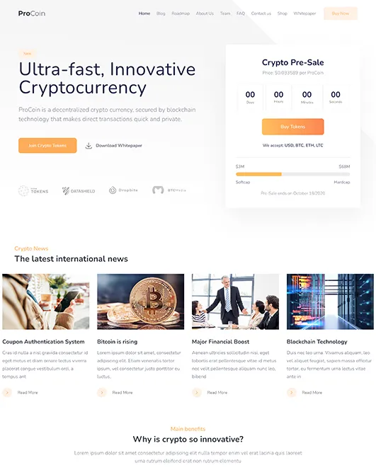 ProCoin Demo 4 homepage preview